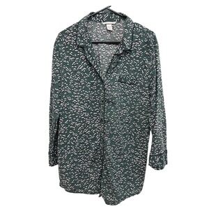Victoria's Secret Sleep Shirt L Leopard Print‎ Green Pink Dark Feminine Glam